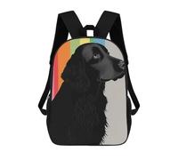 sinyumoney 4Girls Flat Coated Retriever Art Backpack 3D Printed Boy School Backpack Casual Daypack Lightweight Rucksack for Middle School Students 17inch