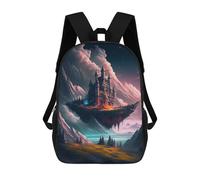 sinyumoney 4Girls Floating Castle in Fantasy Landscape Backpack 3D Printed Boy School Backpack Casual Daypack Lightweight Rucksack for Middle School Students 17inch
