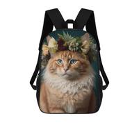 sinyumoney 4Girls Floral Cat Crown Backpack 3D Printed Boy School Backpack Casual Daypack Lightweight Rucksack for Middle School Students 17inch
