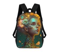 sinyumoney 4Girls Floral Fantasy Portrait -3 Backpack 3D Printed Boy School Backpack Casual Daypack Lightweight Rucksack for Middle School Students 17inch