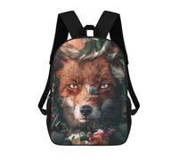 sinyumoney 4Girls Floral Fox Backpack 3D Printed Boy School Backpack Casual Daypack Lightweight Rucksack for Middle School Students 17inch
