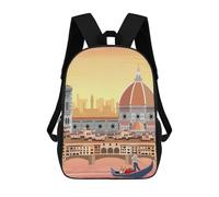 sinyumoney 4Girls Florence Travel Print Backpack 3D Printed Boy School Backpack Casual Daypack Lightweight Rucksack for Middle School Students 17inch