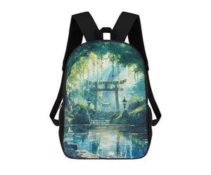 sinyumoney 4Girls Forest Kami Shrine Backpack 3D Printed Boy School Backpack Casual Daypack Lightweight Rucksack for Middle School Students 17inch