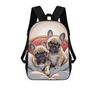 sinyumoney 4Girls French Bull Puppies Backpack 3D Printed Boy School Backpack Casual Daypack Lightweight Rucksack for Middle School Students 17inch