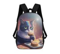 sinyumoney 4Girls Funny Cat Eating Cookies Backpack 3D Printed Boy School Backpack Casual Daypack Lightweight Rucksack for Middle School Students 17inch