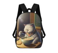 sinyumoney 4Girls Funny Cat Eating Ramen Backpack 3D Printed Boy School Backpack Casual Daypack Lightweight Rucksack for Middle School Students 17inch