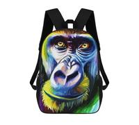 sinyumoney 4Girls Funny Gorilla Face Art Backpack 3D Printed Boy School Backpack Casual Daypack Lightweight Rucksack for Middle School Students 17inch