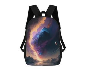sinyumoney 4Girls Galactic Aurora Over Snowy Peaks Backpack 3D Printed Boy School Backpack Casual Daypack Lightweight Rucksack for Middle School Students 17inch