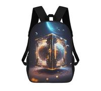sinyumoney 4Girls Galactic Cube Cosmic Artistry Backpack 3D Printed Boy School Backpack Casual Daypack Lightweight Rucksack for Middle School Students 17inch