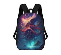 sinyumoney 4Girls Galactic Octopus Emergence Backpack 3D Printed Boy School Backpack Casual Daypack Lightweight Rucksack for Middle School Students 17inch