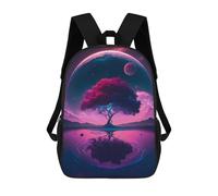 sinyumoney 4Girls Galactic Tree Reflection Backpack 3D Printed Boy School Backpack Casual Daypack Lightweight Rucksack for Middle School Students 17inch