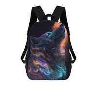 sinyumoney 4Girls Galaxy Wolf Animal Backpack 3D Printed Boy School Backpack Casual Daypack Lightweight Rucksack for Middle School Students 17inch