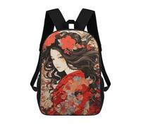 sinyumoney 4Girls Geisha Vintage Backpack 3D Printed Boy School Backpack Casual Daypack Lightweight Rucksack for Middle School Students 17inch