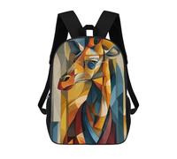 sinyumoney 4Girls Gentle Giraffe - Cubist Elegance with Attitude Backpack 3D Printed Boy School Backpack Casual Daypack Lightweight Rucksack for Middle School Students 17inch