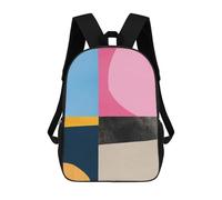 sinyumoney 4Girls Geometric Collage 16 Backpack 3D Printed Boy School Backpack Casual Daypack Lightweight Rucksack for Middle School Students 17inch