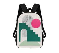 sinyumoney 4Girls Geometric Collage 9 Backpack 3D Printed Boy School Backpack Casual Daypack Lightweight Rucksack for Middle School Students 17inch