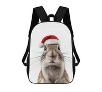 sinyumoney 4Girls Gerbil with Santa Hat Backpack 3D Printed Boy School Backpack Casual Daypack Lightweight Rucksack for Middle School Students 17inch