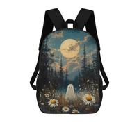sinyumoney 4Girls Ghost in Moonlight Forest Backpack 3D Printed Boy School Backpack Casual Daypack Lightweight Rucksack for Middle School Students 17inch