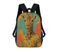 sinyumoney 4Girls Giraffe in Hawaiian Shirt Portrait Backpack 3D Printed Boy School Backpack Casual Daypack Lightweight Rucksack for Middle School Students 17inch