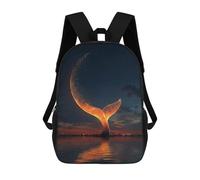 sinyumoney 4Girls Glowing Whale Tail at Sunset Backpack 3D Printed Boy School Backpack Casual Daypack Lightweight Rucksack for Middle School Students 17inch