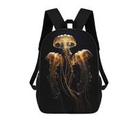 sinyumoney 4Girls Gold Dark Jellyfish Backpack 3D Printed Boy School Backpack Casual Daypack Lightweight Rucksack for Middle School Students 17inch