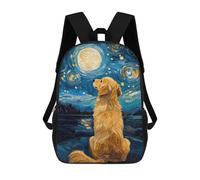 sinyumoney 4Girls Golden Retriever Moon Backpack 3D Printed Boy School Backpack Casual Daypack Lightweight Rucksack for Middle School Students 17inch