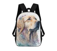 sinyumoney 4Girls Golden Retriever Watercolor Print Backpack 3D Printed Boy School Backpack Casual Daypack Lightweight Rucksack for Middle School Students 17inch
