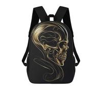 sinyumoney 4Girls Golden Skull of Eternity Backpack 3D Printed Boy School Backpack Casual Daypack Lightweight Rucksack for Middle School Students 17inch