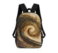 sinyumoney 4Girls Golden Wave Swirl Backpack 3D Printed Boy School Backpack Casual Daypack Lightweight Rucksack for Middle School Students 17inch