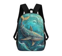 sinyumoney 4Girls Golden Whale Painting Backpack 3D Printed Boy School Backpack Casual Daypack Lightweight Rucksack for Middle School Students 17inch