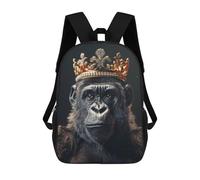 sinyumoney 4Girls Gorilla Animal King Backpack 3D Printed Boy School Backpack Casual Daypack Lightweight Rucksack for Middle School Students 17inch