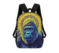 sinyumoney 4Girls Gorilla Mandala Art Backpack 3D Printed Boy School Backpack Casual Daypack Lightweight Rucksack for Middle School Students 17inch