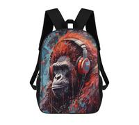 sinyumoney 4Girls Gorilla Painted Headphones Backpack 3D Printed Boy School Backpack Casual Daypack Lightweight Rucksack for Middle School Students 17inch