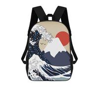 sinyumoney 4Girls Great Wave Fuji Mountain Backpack 3D Printed Boy School Backpack Casual Daypack Lightweight Rucksack for Middle School Students 17inch