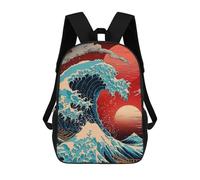 sinyumoney 4Girls Great Wave Print Backpack 3D Printed Boy School Backpack Casual Daypack Lightweight Rucksack for Middle School Students 17inch