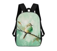 sinyumoney 4Girls Green Bird on Branch Backpack 3D Printed Boy School Backpack Casual Daypack Lightweight Rucksack for Middle School Students 17inch