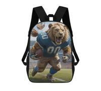 sinyumoney 4Girls Gridiron Lion Football Backpack 3D Printed Boy School Backpack Casual Daypack Lightweight Rucksack for Middle School Students 17inch