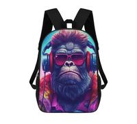 sinyumoney 4Girls Groovy Gorilla Groove Backpack 3D Printed Boy School Backpack Casual Daypack Lightweight Rucksack for Middle School Students 17inch