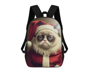 sinyumoney 4Girls Grumpy Cat As Santa Claus Backpack 3D Printed Boy School Backpack Casual Daypack Lightweight Rucksack for Middle School Students 17inch