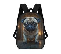 sinyumoney 4Girls Grumpy Pug in A Grand Hall Backpack 3D Printed Boy School Backpack Casual Daypack Lightweight Rucksack for Middle School Students 17inch