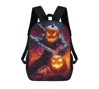 sinyumoney 4Girls Halloween Posters Backpack 3D Printed Boy School Backpack Casual Daypack Lightweight Rucksack for Middle School Students 17inch