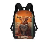sinyumoney 4Girls Highland Cow on The Toilet Backpack 3D Printed Boy School Backpack Casual Daypack Lightweight Rucksack for Middle School Students 17inch