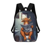 sinyumoney 4Girls Highland Cow Toilet Backpack 3D Printed Boy School Backpack Casual Daypack Lightweight Rucksack for Middle School Students 17inch