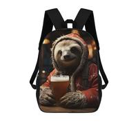 sinyumoney 4Girls Holiday Beer Sloth Backpack 3D Printed Boy School Backpack Casual Daypack Lightweight Rucksack for Middle School Students 17inch
