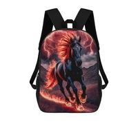 sinyumoney 4Girls Horse Fire Backpack 3D Printed Boy School Backpack Casual Daypack Lightweight Rucksack for Middle School Students 17inch