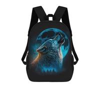sinyumoney 4Girls Howling Wolf Backpack 3D Printed Boy School Backpack Casual Daypack Lightweight Rucksack for Middle School Students 17inch
