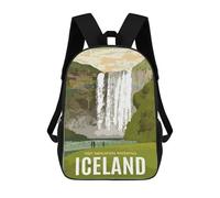 sinyumoney 4Girls Iceland Skogafoss Waterfal Backpack 3D Printed Boy School Backpack Casual Daypack Lightweight Rucksack for Middle School Students 17inch