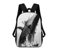 sinyumoney 4Girls Inky Whale Emerging Backpack 3D Printed Boy School Backpack Casual Daypack Lightweight Rucksack for Middle School Students 17inch