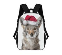 sinyumoney 4Girls Jackal Wearing A Santa Hat Backpack 3D Printed Boy School Backpack Casual Daypack Lightweight Rucksack for Middle School Students 17inch