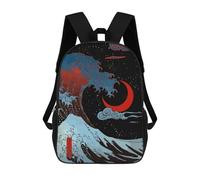 sinyumoney 4Girls Japan Ocean Backpack 3D Printed Boy School Backpack Casual Daypack Lightweight Rucksack for Middle School Students 17inch